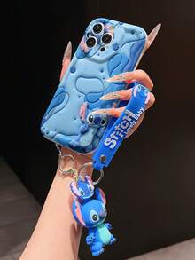 Disney Lilo And Stitch Phone Case : 3D Fluffy Pattern Border Protector Phone Soft Phone Case With A Free Cute Stitch Bracelet Chain Lanyard, Stitch, Lilo, Angel, For Apple 17 Promax 17 Pro 16 15 14 13 12 11 Pro Max XS Max X XR Soft Cover Summer Phone Case - 白色 - 查看 4