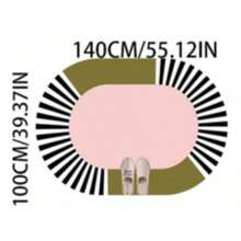 1pc Pink & Green Striped Oval Area Rug, Living Room Carpet, Washable Rug, Home Decor - Multicolor E - View 17