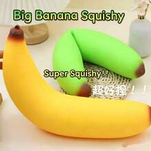 Realistisches großes Bananen- & Kochbananen-Squishy-Spielzeug, PU-Bananen-Glücksbringer-Stressabbau-Frucht zum Drücken, dehnbares sensorisches Schreibtischspielzeug, Angstlinderung, Büroentspannung, Heimdekoration | Bestes Geschenk für Familie und Freunde, Squishy-Spielzeug - Verschiedenfarbig - Übersicht 2