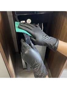 100 Pieces Of Multi-Functional Disposable Nitrile Gloves, Great Helpers For Cleaning And Cooking, Durable Design, Water And Oil Resistant, Suitable For Various Home Dining Scenarios. Home And Living New In - 100件黑色 - 查看 4