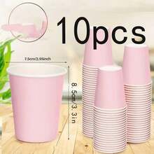 10/20/30/40/50/100 Pcs 8 Oz Mother's Day Outdoor Pink Paper Cups, High-Temperature Resistant Coffee Cups, Hot And Cold Drink Cups, Water Cups For Weddings, Parties, - Pink - View 14
