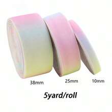 5yard/Roll 1/2.5cm Wide Of Rainbow Gradient Single-Sided Velvet Ribbon, Suitable For Flower Wrapping, Gift Box Decoration, And Bow Making - Multicolor - View 6