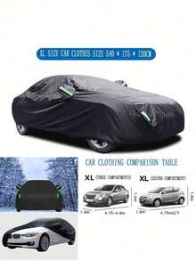 All Black 190T Coated Polyester Car Cover, Waterproof And Sun-Proof Car Cover With Reflective Strip - Black - View 10