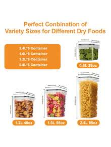 48pcs Sealed Food Storage Containers With LIDS - Lunch Boxes Ideal For Organizing And Storing Grains, Rice, Pasta, Tea, Nuts And Coffee Beans In A Kitchen Pantry - Can Be Used For Dishwasher Washing, Including Labels And Markers - Black and White - View 3
