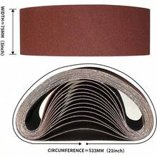 3入組砂帶套組 75 X 533 mm (3x21 英吋) 全系列 40/60/80/120/180/240/320/400 號，便攜式研磨工具，適用於木工與金屬拋光，耐用磨料砂帶，柔軟砂帶 - 紅色 - 查看 13