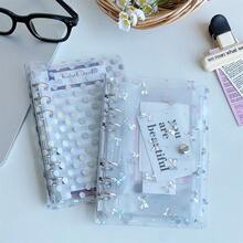 1pc 6-Hole Iridescent Polka Dot Butterfly Loose Leaf Binder, PVC Transparent Insert File Folder Notebook Organizer - Multiple Styles - View 9