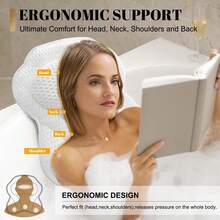 1 Piece Bath Pillow, Bathtub Pillow, Neck Support Cushion, Bathtub SPA Mat, Relaxing Head Rest Bathtub Pillow, Portable Washable Bathtub Accessory With 4D Breathable Mesh Thick Soft Bath Pillow - White - View 2