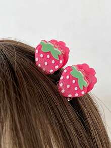 Women & Girls Mini Claw Hair Clips, Fruit Shaped Hair Clips, Strawberry Cherry Orange Kiwi Pineapple Small Claw Clips, Fun Summer Durable Grip Clips, Acetate Colorful Hair Clips, For Thick And Thin Hair Summer Hair Accessories - Multicolor - View 8