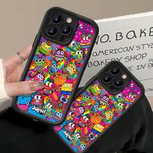 Fiesta de monstruos coloridos de Distrollerfunda de teléfono Fundas compatibles con ,Apple,VIVO,OPPO,,, y Honor.Fabricadas en silicona TPU,ofrecen protección contra golpes y caídas. - Negro - Ver 4