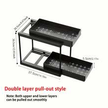 1pc Double-Layer Under Sink Storage Rack, Pull-Out Sliding Organizer, PP Material, Space-Saving Design, Embedded Cabinet Sink Organizer, Suitable For Kitchen And Bathroom Countertop Storage, Multi-Functional Home Storage Rack - Multicolor - View 14