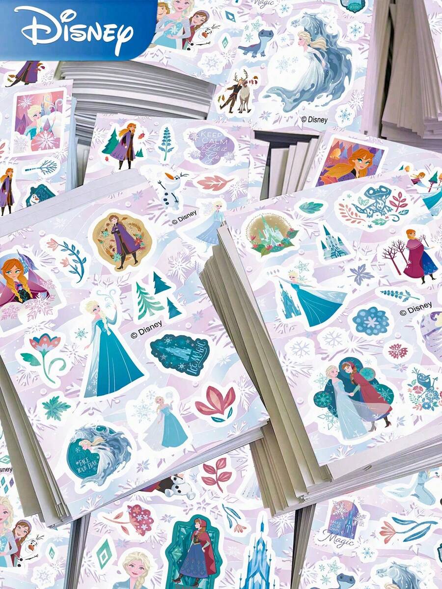 8pcs Officially Licensed Disney Frozen Waterproof PVC Stickers, Cute Anime Decals, Suitable For Skateboard, Guitar, Water Bottle, Phone Case, Laptop And Luggage, DIY Decoration - 8pcs - View 1