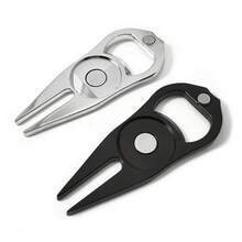 Blank Black Golf Divot Tool With Silver Bottle Opener Function, Customizable Ball Marker Divot Repair Fork For Green Care - Black - View 2