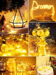 1pc 1/2/3/5/10M Indoor Decorative LED Copper Wire Light, Battery Powered – Bendable & DIY Shapeable String Light For Home Decor, Party Decor, Holiday Decor, Wedding Decor, Outdoor Garden, Camping – String Light For Room/House Decor - Yellow - View 5