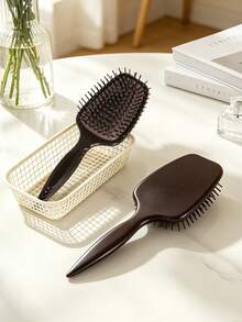 1pc/Set Retro Dark Brown Air Cushion Large Paddle Brush, Air Cushion Massage Detangling Comb For Long And Curly Hair, Universal Home Hair Styling Brush For Scalp Care, Volumizing And Daily Hair Care For Men And Women - Brown - View 10