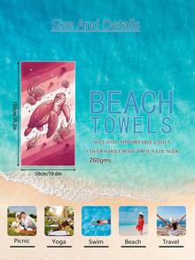 1 Peça Toalha de Praia Infantil com Estampa de Tartaruga Marinha Rosa, Cobertor de Praia Extra Grande de Microfibra Super Macia, Toalha de Banho Super Absorvente, Adequada para Viagem, Piscina, Mergulho, Surfe, Ioga, Camping, Disponível em Vários Tamanhos, Acessórios de Praia - Multicolorido - Visão 15