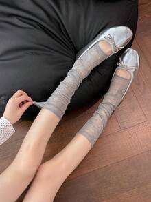 1雙女款素色透膚透氣薄款百搭時尚春夏長襪腿套 - 彩色 - 查看 7