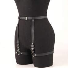 Punk Gothic Adjustable PU Leather Leg & Butt Harness Punk, Gothic, Dark Style, Leg Harness, Butt Harness, Thigh Garter, PU Leather, Adjustable, - 黑色 - 查看 8