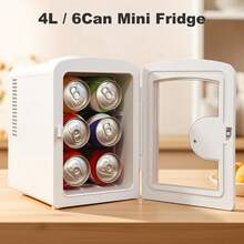 IceBlue 4L Makeup Refrigerator, Mini Refrigerator For Cosmetics And Drinks, Car/Home Use, Transparent Window And Handle - White - View 3