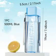 1 件 500ml/16.9oz 塑料方形水杯，夏季学生水瓶，容量大，设计美观，防烫杯，适合喝咖啡和外出，适合户外、露营 - 彩色 - 查看 11