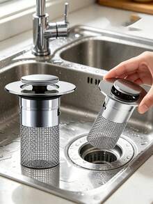 3/2/1 Pop-Up Drain Stopper, 304 Stainless Steel Hair Catcher, Anti-Clogging Drain Filter, Removable Basket, Universal Type, Suitable For Bathtub/Shower/Washbasin, Kitchen Accessories, Sink Filter, Bathroom Accessories, School Supplies, Home Decor - Multicolor - View 2