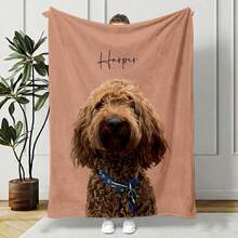 Customized Pet Photo Portrait Blanket: Personalized Flannel Dog/Cat Mom Gift - Multicolor - View 2