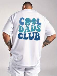 Camiseta De Hombre Ligera y Cómoda con Estampado de Rayo, Sonrisa y Letras "Blue Cool Dad Club", estampado a doble cara,Regalo Ideal para Papá o Amigo, Presente Navideño. - Blanco - Ver 5