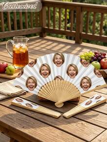 Personalized Custom Face Hand Fan, Foldable Bamboo Fan With Custom Photo, Custom Bridesmaid Photo Hand Fan, Custom Photo Folding Fan For Bridal Shower - Multicolor - View 5