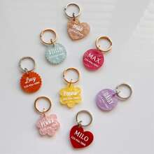 Personalized Acrylic Pet ID Tags, Customized Dog Name, Cat Tags, Customized Name And Phone Number Dog Cat Tags, Anti-Lost Tags, Cute Cat Dog Accessories, Customized Text Heart/Flower/Round/Scallop Shape Keychains, Gift For Pet Lovers - H-pet Identification Tag - View 3