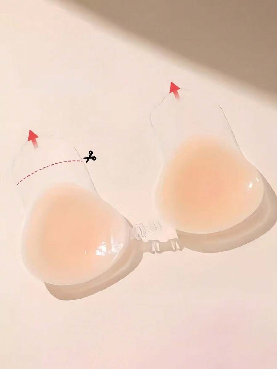 1pc Invisible Strapless Bra Adhesive And 10pcs Reusable Lift-Up Breast Pads, Invisible Front-Clasp Self-Adhesive Push-Up Breast Pads, Women's Lingerie And Lingerie Accessories - Multicolor - View 1