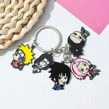 1pc Naruto Anime Chibi Enamel Metal Pendant Keychain, Uzumaki Naruto Sasuke Sakura Kakashi Keyring, Cartoon Cosplay Accessory Fan Gift - Multicolor - View 10