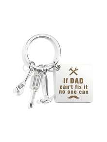 "Papá no puede arreglarlo, nadie puede arreglarlo" Colgante grabado divertido, Llavero de herramienta exclusivo de papá, Grabado con encanto, Regalo para el Día del Padre y ocasiones especiales - Plateado - Ver 3