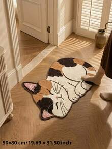 1pc Summer New Arrival, Prone Calico Cat Shaped Decorative Rug, Soft And Absorbent, Decorative Rug, Bedroom Decor, Small Rug, Rug, Home Decor, Living Room Rug, Living Room Small Rug, Bedroom Rug, Living Room Home Decor, Outdoor Rug, Washable Rug - Multicolor - View 4