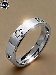 2026 New 304 Stainless Steel Silver Stackable Ring Set, Women's Style, 3pcs Clover And Full Rhinestone Personalized Rings, Hypoallergenic Minimalist Jewelry, Perfect Mother's Day Gift, Summer Vacation Accessory - Silver - View 8