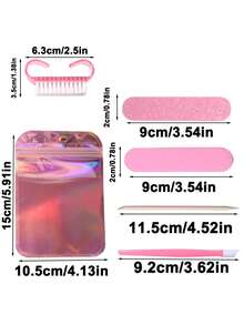Nail File And Pink Cuticle Stick Set | Complete Manicure/Pedicure Tool Kit, Suitable For Travel, Salon - Multi-Functional Foot And Nail Care Set, Travel Portable Kit, Daily Use - Rose Red - View 4