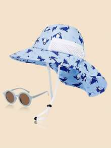 1 Set Baby Sun Protection Hat With Fashion Glasses, Breathable Quick-Dry Beach Daily Sun Hat - Bucket Hat + Glasses - View 13