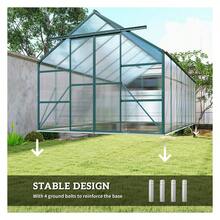 16x8ft Greenhouse Aluminum Walk-In Garden- Polycarbonate Panels, Adjustable Vent, Rain Gutter, Sliding Door - Winter Plant Protection - Multicolor - View 5