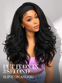 26 Inch Long Straight Synthetic Headband Wig, Glueless Lightweight Heat Resistant, With Natural Soft Waves, Suitable For Daily Use - Multicolor - View 5