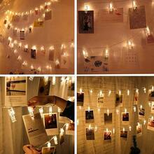 1pc Crystal Transparent Photo Clip String Lights, 10/20/30/40LED, Fairy Clip String Lights, Can Hang Photos, Battery Powered, Suitable For Couples Anniversary, Yard, Bedroom, Wedding, Birthday Party, Holiday Decoration (Batteries Not Included) - Yellow - View 7