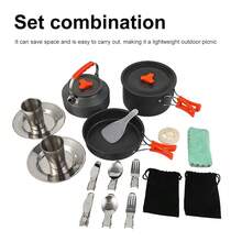 2-3 Person Portable Camping Cookware Set, Nesting Outdoor Cooking Kit With Pot, Kettle And Plates, Lightweight Compact Camping Gear For Hiking, Picnic, Backpacking And Outdoor Survival - Black - View 8