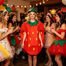 2pcs Strawberry Fruit Set, Fun Fruit Shaped Headwear, Christmas Costume Accessories, Suitable For Parties, Cosplay And Theme Gatherings, Adult Fruit Party Funny Costume Props - Multicolor - View 2