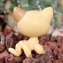 Cream Spotted Short-Haired Cat Mini Figurine With Diamond Blue Eyes, Vintage Collectible Small Animal Statue, DIY Craft Accessory & Desktop Ornament Decor - As Picture Show - View 3
