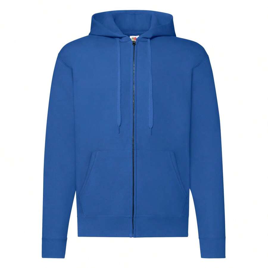 Fruit Of The Loom Mens Hooded Zip Sweatshirt Front Pouch Pockets 5szs - Royal - View 1