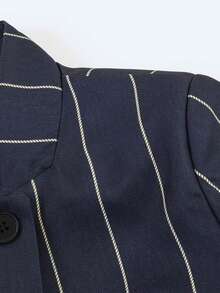 Women's Striped Casual Versatile Everyday Jacket Summer - Navy Blue - View 6