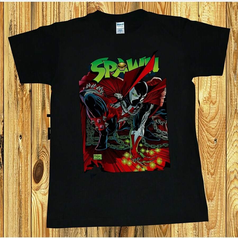 Spawnie Short Sleeve T Shirt Basic Style Unisex Adult Reprint Tee - Black - View 1