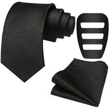 Set Aksesori Pernikahan Pria Terbaru yang Dapat Disesuaikan, Termasuk Dasi Warna Polos yang Dipadukan dengan Sapu Tangan Saku dan Klip Sapu Tangan, Cocok untuk Pengantin Pria, Acara Bisnis, Prom, Pesta, Pakaian Formal Elegan, Pilihan Terbaik untuk Hadiah Pria. - A - View 17