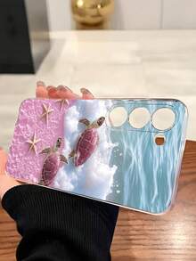 1件裝高級幸運粉色海灘海龜海星波浪軟保護手機殼，適用於 Honor Galaxy A04e/12/A13/A14/A34/A50/A52/A53/A54/S21/S22/S23/S24/S25/S25Ultra/S25FE/S26/S26 PLUS/S26 ULTRA/S26 EDGE/ 6A/7A/8A/ 12T/13T/15T/15 TPRO，[國際版而非本地版] - 無色 - 查看 3