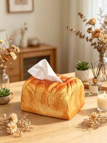 1/2pcs Realistic Toast Bread Tissue Box, Cute Home Desktop Decor, Living Room Desktop Storage Rack, Novel Creative Household Tissue Box - Multicolor - View 3