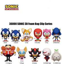 Sega 1個 Sonic 正版授權神秘盲袋鑰匙圈 3D 泡棉公仔包飾 拉鍊拉頭 背包配件 收藏禮物 - 彩色 - 查看 2