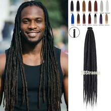 20 Strands 24 Inch Dreadlock Extensions Synthetic Hippie Single Ended Dreads Ombre Black 0.6 Cm Width Loc Extensions Reggae Style Crochet Hair For Men - Multicolor - View 3