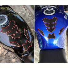 1pc Black Carbon Fiber Pattern Red Edge Motorcycle Fishbone Design Sticker, Adds Sporty And Personalized Style To Motorcycle. Effectively Prevents Scratches And Wear On Motorcycle Surface, Protects Paint, Especially For Fuel Tank Area - 3D Fishbone Creative Transformation Sticker - View 3